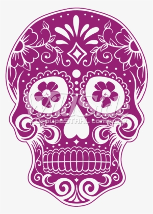 Pink Day Of The Dead Skull - Black And Gold Sugar Skull