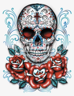 Sugar Skull Clipart Rose - Sugar Skulls And Roses