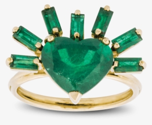 Flaming Heart Ring With Emerald - Emerald
