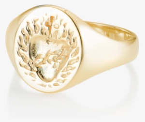 18ct Yellow Gold Signet Ring - Sacred Heart Signet Ring