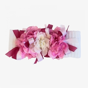Headband In Cream Cotton With Flowers - Cream
