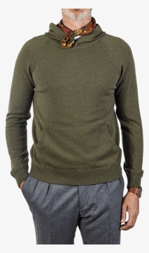 Gran Sasso Green Wool Blend Hooded Sweater Front - Man