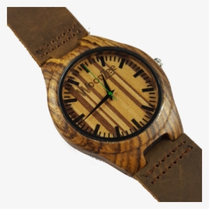 Zebrawood Watch With Dark Brown Leather - Zebrawood