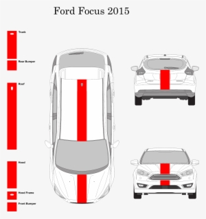 Ford Focus 2015 10" Rally Racing Stripe With Pin Stripes - Audi