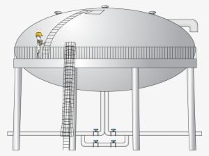 A System Of Ladders Allows An Operator To Reach Important - Water Tank Ladder