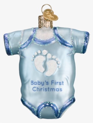 Baby Onesie Ornament-blue - Baby's First Christmas Blue 2018
