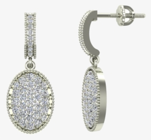 Hoop Earrings - Pave Set Oval Dangle Diamond Earrings 18k Gold