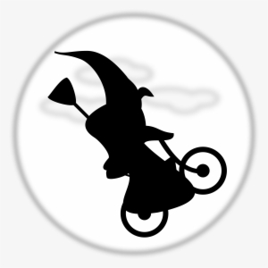 Silhouetted Witch Flying On A Bicycle - Witch On Bike Cartoon
