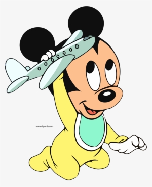 Baby Mickey Mouse Playing Toy Plane Clipart Png - Baby Mickey Mouse Clipart