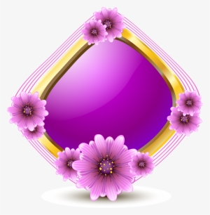 Euclidean Flowers Crystal Frame Material Transprent - Vector Flower Border Perple