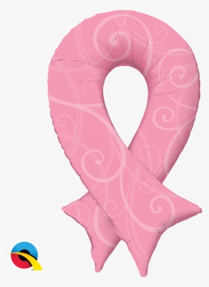 Pink Ribbon Filigree - 39" Shape Packaged Pink Ribbon Filigree - Mylar Balloons