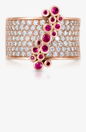 Saddle Mini Ring With Diamonds And Rubies - Ruby