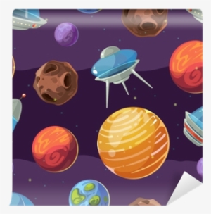 Seamless Space Vector Kids Pattern With Planets And - Spacecraft