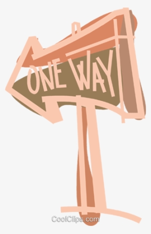 One Way Road Sign Royalty Free Vector Clip Art Illustration - Plywood