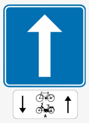 road with one-way traffic, except for cyclists and - verkeersborden fietsers