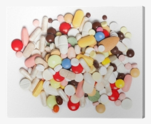 Colored Pills, Tablets And Capsules Canvas Print • - Tablet
