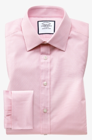 Slim Fit Light Pink Small Gingham Shirt - Pink Checkered Classic Fit Small Gingham Dress Shirt