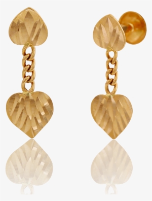 Adorable Golden Heart Danglers - Earrings