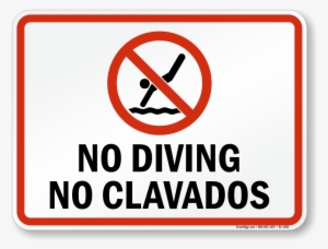 Bilingual No Diving Prohibition Sign Bilingual No Diving - No Diving Sign