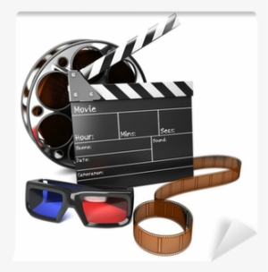 Illustration Of Clap Board With Film Reel And 3d Movie - Film