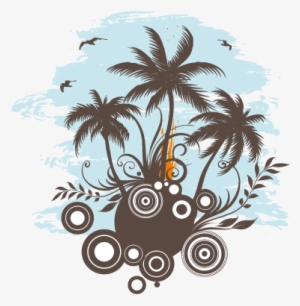 Tropical Island Sticker - Silhouette Palm Trees Png