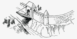 , , - Castle With Moat And Drawbridge Clip Art