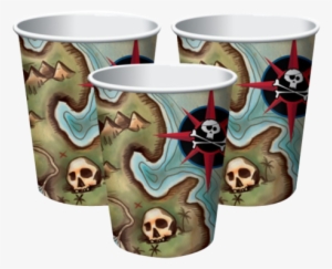 Pirate's Map Party Cups - Pirates Map 266ml Party Cups Pack Of 8
