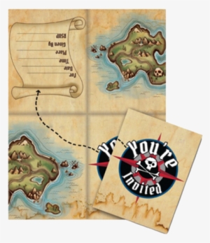 Pirate's Map Party Invitations - Pirate Map Invites 8s