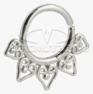 Silver Indian Ornament Septum Ring Septum - Platinum