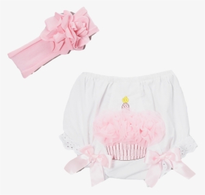 Pink Cupcake Ruffle Diaper Cover & Headband - Panties