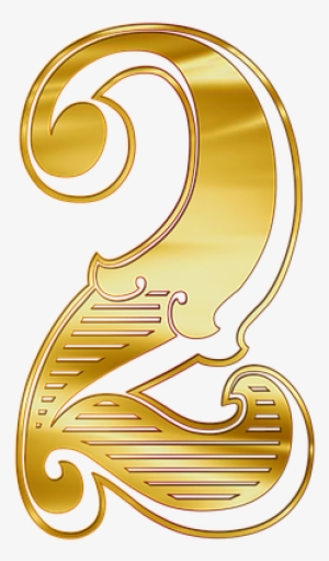Free Collection Of 30 Printable Gold Numbers - Gold Number 2 Png