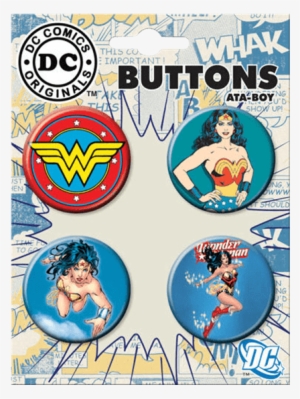 Wonder Woman Amazing Amazon Button Set - Dc Wonder Woman 4 Button Set
