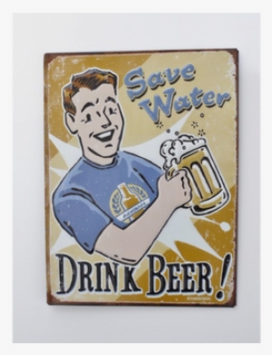 Metal Sign With Paper Design - Funny Way To Save Water