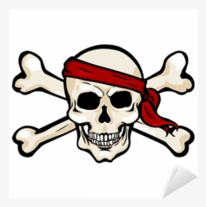 Vector Cartoon Pirate Skull In Red Bandana With Cross - Pirate Skull And Crossbones Cartoon