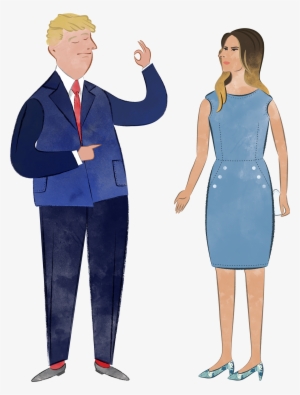 Melania And Donald Trump Illustration - Standing