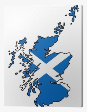 Outline Of Scotland Filled In With Scottish Flag Canvas - Outline Of Scotland