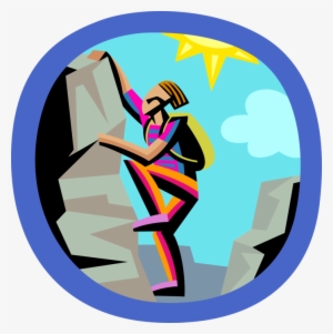 Vector Illustration Of Mountaineering Rock Climber - Rock Climbing Clip Art