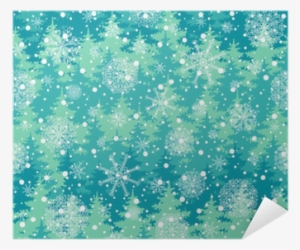 Winter Holiday Seamless Pattern With Trees, Snowflakes - Snow