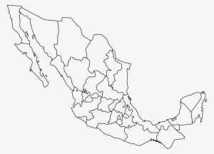 Free Clipart Of A Black And White Map Of Mexico - Blank Map Of Mexico States