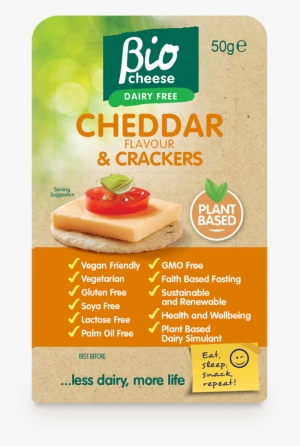Vegan Cheese And Crackers - My Life Bio Cheese Dairy Free Cheddar Flavour Block