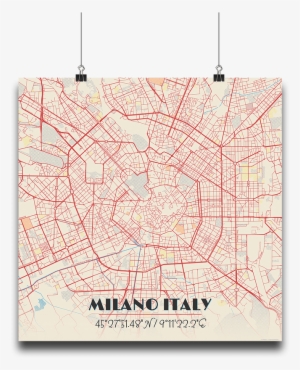 Premium Map Poster Of Milano Italy - Milan