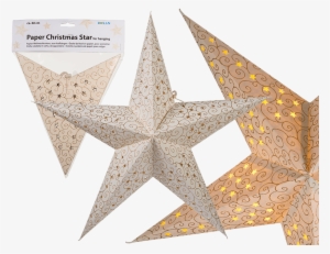 Ivory Coloured Paper Christmas Star With Golden Coloured