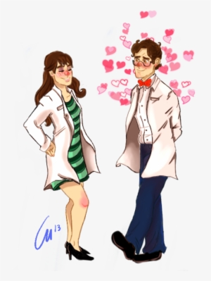Betty Ross And Bruce Banner Both Wearing Lab Coats - Cartoon