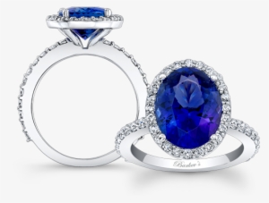 Gemstone Rings - 4.13 Ct Genuine Oval Blue Sapphire Ring 14k White Gold