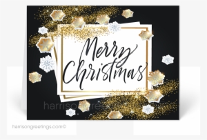 Black And Gold Glitter Merry Christmas Holiday Cards - Greeting Card