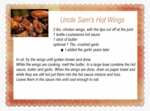 Free Recipe Card - Hot Wings Recipe