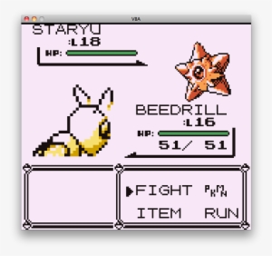 Beedrill Defeats Staryu - Pokémon Red Version Reproduction Nintendo Game Boy