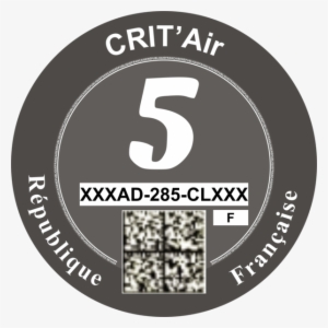 Viñeta Crit'air Gris Clase 5 Francia - France Crit Air Sticker