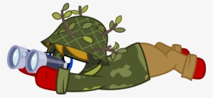 Army Camouflage, Binoculars, Camouflage, Lying On Belly, - Cartoon