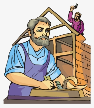 Building A House Clipart - Carpenter Making House Clipart